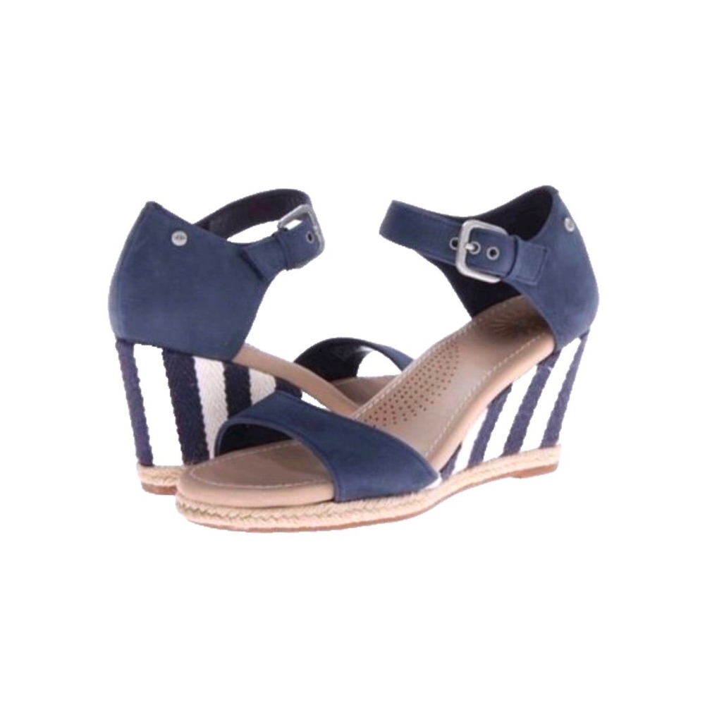 Ugg Atasha Striped Nubuck Nubuck Espadrille Wedge Sandal Size 10